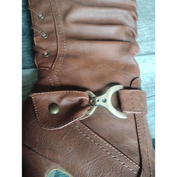 Top Moda Women's Size 5 Brown Faux Leather Heeled Boots- NWOT - Picture 6 of 10